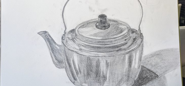 東大に入るための勉強日記(2021/12/9)(デッサン勉強やかんを描いた)