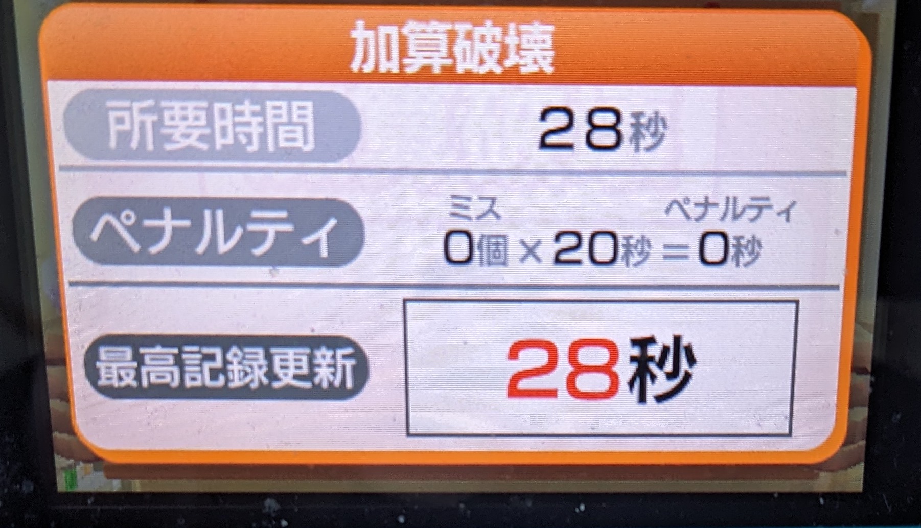 鬼トレ加算破壊28秒11の新記録!